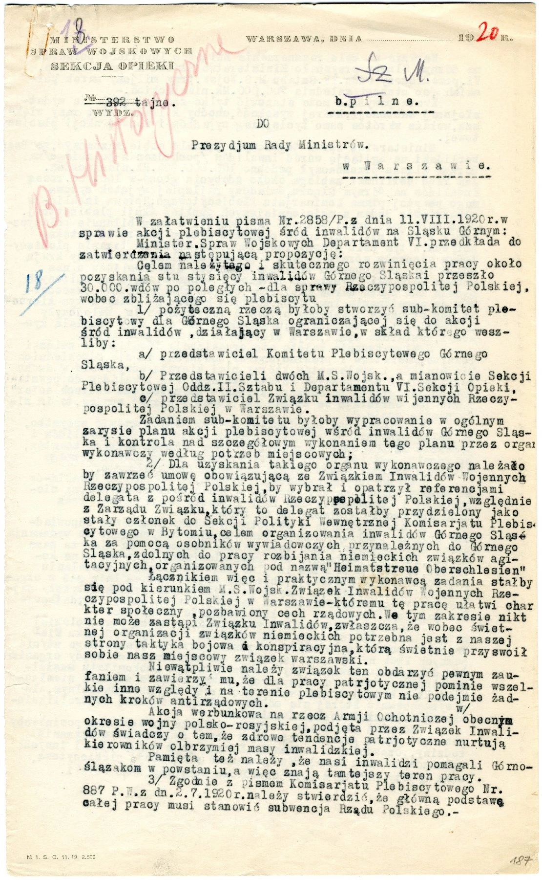 List w sprawie akcji plebiscytowej na Górnym Śląsku, Strona 1